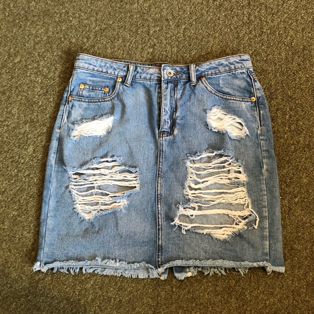 Signature 8 Denim Skirt with Rips